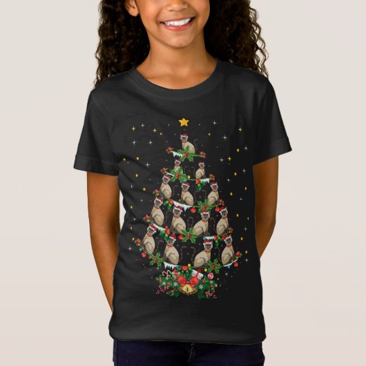 シャムおもしろい猫好きクリスマスギフトSiamese Cat Chri Tシャツ (正面)