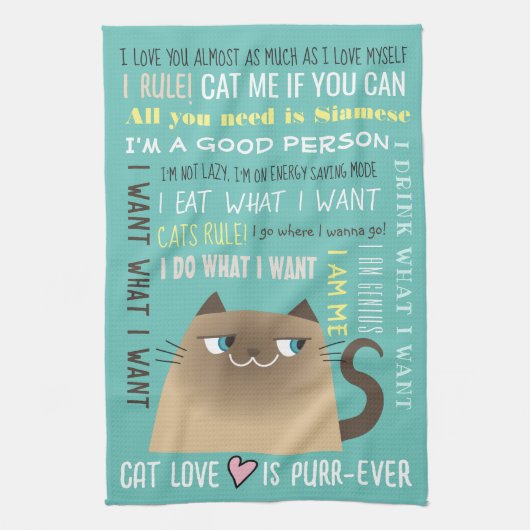 シャムおもしろい猫 キッチンタオル (縦)