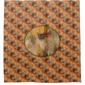 シャムかわいらしネコ動物模様 シャワーカーテン (正面)