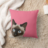 シャムののぞき猫おもしろい枕 クッション (ブランケット)
