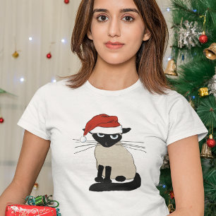 シャムのサンタクロース-おもしろいなクリスマスの子猫猫 Tシャツ
