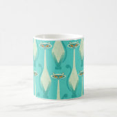 シャムの好奇心 – ターコイズとオレンジ コーヒーマグカップ (中央)