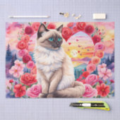 シャムの子猫のハートバラ夕日 薄葉紙 (クラフト)