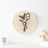 シャムの封印点横断歩道オフリーシュアート™ ラージ壁時計 (ホーム)