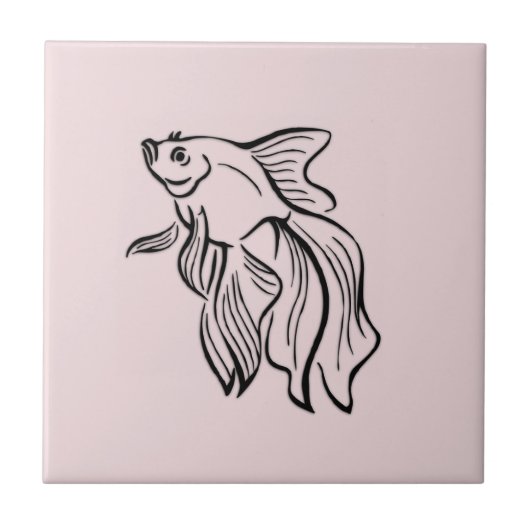 シャムの戦いの魚のピンク タイル (正面)