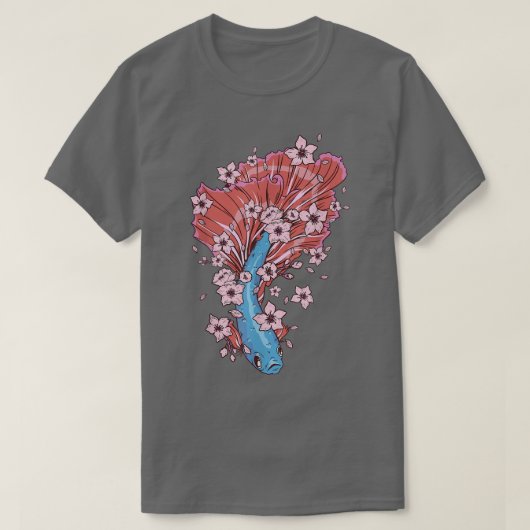 シャムの戦闘魚と桜14 Tシャツ (デザイン正面)
