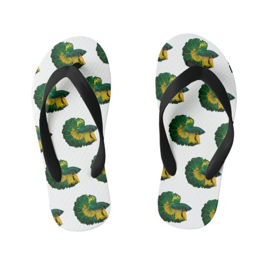 シャムの戦闘魚の漫画イラストレーション キッズビーチサンダル (フットベッド)