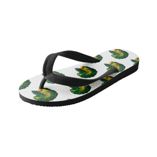 シャムの戦闘魚の漫画イラストレーション キッズビーチサンダル (アングル)