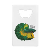 シャムの戦闘魚の漫画イラストレーション クレジットカード栓抜き (裏面)