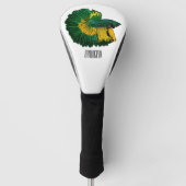 シャムの戦闘魚の漫画イラストレーション ゴルフヘッドカバー (正面)