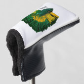 シャムの戦闘魚の漫画イラストレーション ゴルフヘッドカバー (3/4 正面)