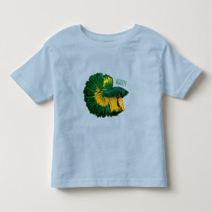 シャムの戦闘魚の漫画イラストレーション トドラーTシャツ