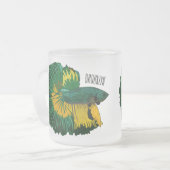 シャムの戦闘魚の漫画イラストレーション フロストグラスマグカップ (正面左)