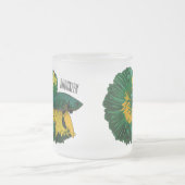 シャムの戦闘魚の漫画イラストレーション フロストグラスマグカップ (中央)