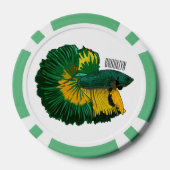 シャムの戦闘魚の漫画イラストレーション ポーカーチップ (裏面)