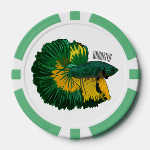 シャムの戦闘魚の漫画イラストレーション ポーカーチップ