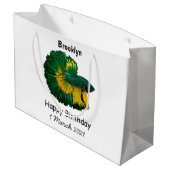 シャムの戦闘魚の漫画イラストレーション ラージペーパーバッグ (裏面アングル)