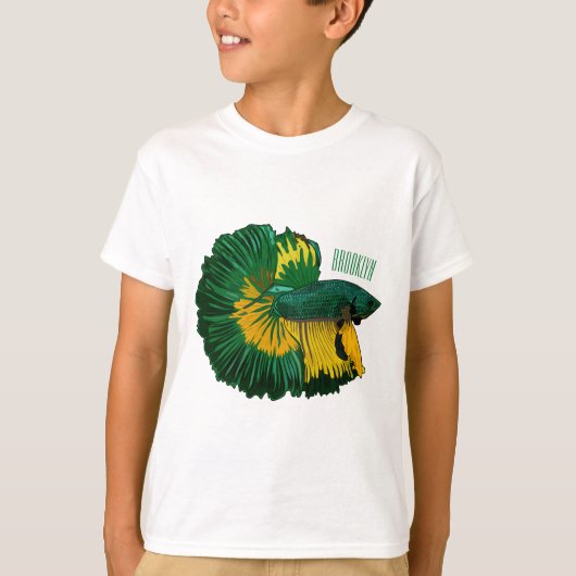 シャムの戦闘魚の漫画イラストレーション Tシャツ (正面)