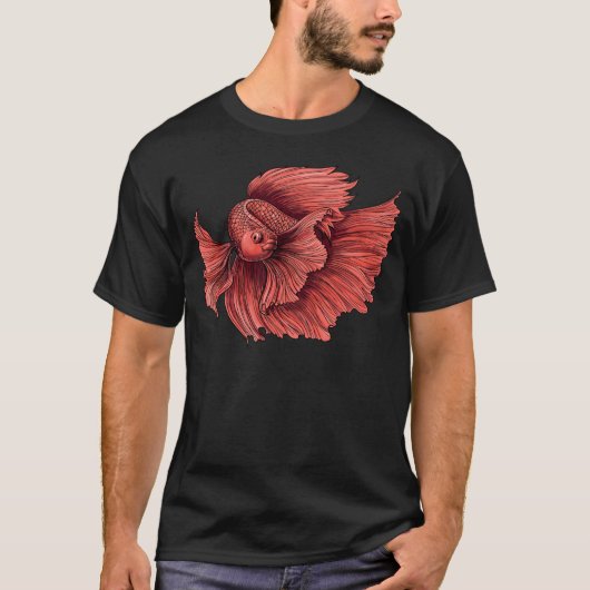 シャムの戦闘魚スケッチ Tシャツ (正面)