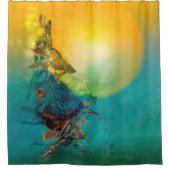 シャムの滝の下で戦う魚 シャワーカーテン (正面)