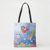 シャムの組合せ猫との3 Purrmaids トートバッグ (正面)
