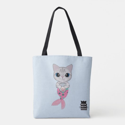 シャムの組合せ猫との3 Purrmaids トートバッグ (裏面)