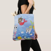 シャムの組合せ猫との3 Purrmaids トートバッグ (クローズアップ)