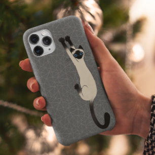 シャムぶら下がったネコ おもしろい猫 iPhone 15 PRO MAXケース