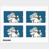 シャムよくはしゃぐネコ 長方形シール (シート)