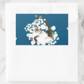 シャムよくはしゃぐネコ 長方形シール (バッグ)