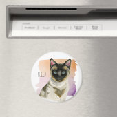 シャムエレガント猫の水絵画色 マグネット (インサイチュ (食洗機))