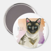 シャムエレガント猫の水絵画色 マグネット (正面/裏面)