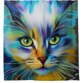 シャムカラフル猫の閉じ込め シャワーカーテン (正面)