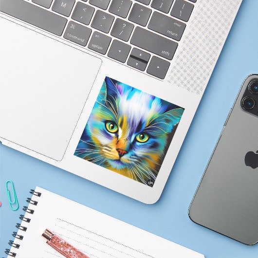 シャムカラフル猫の閉じ込め シール (ノートパソコンとiPhone)