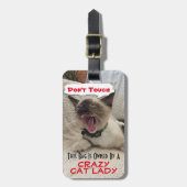 シャムキッテン警告バッグ、キャットレディ熱狂するーが所有 ラゲッジタグ (正面縦)