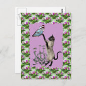 シャムキャットブルーバタフライデイジーはがき ポストカード (正面/裏面)