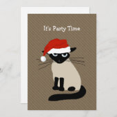 シャムサンタキャットクリスマスホリデーパーティー 招待状 (正面/裏面)