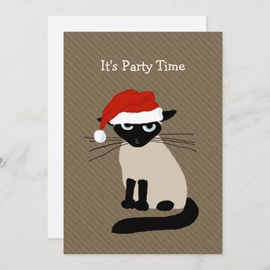 シャムサンタキャットクリスマスホリデーパーティー 招待状 (正面/裏面)