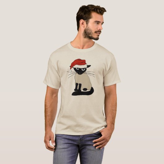シャムセサンタ条項 – おもしろいクリスマスキャットクリスマス Tシャツ (正面フル)