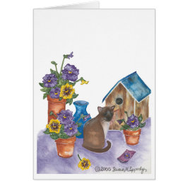 シャムネキャットバードハウスパンジー水彩「アンソニー」