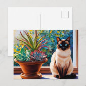 シャムネコと多肉植物 ポストカード (正面/裏面)