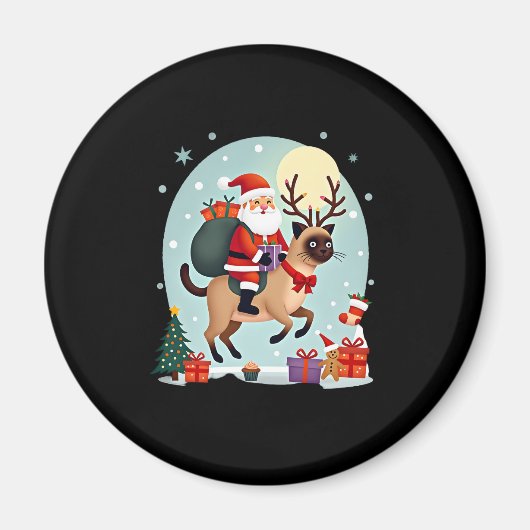 シャムネコのサンタクロース+トナカイ クリスマスツリーL マグネット (正面)