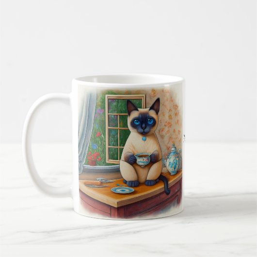 シャムネコのティータイムマグカップ コーヒーマグカップ (左)