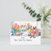 シャムネコのハッピーバースデーカード ポストカード (スタンド正面)