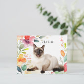 シャムネコの挨拶 ポストカード (スタンド正面)