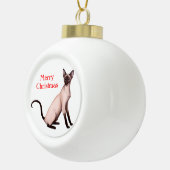 シャムフレンドリーネコのクリスマスの飾り セラミックボールオーナメント (右)