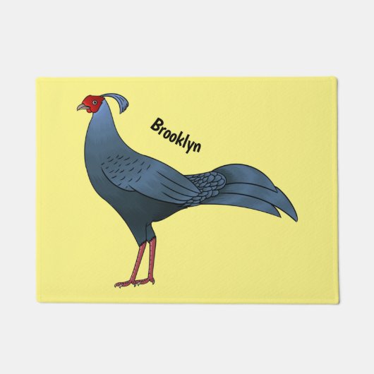 シャムマントヒゴインコのイラスト ドアマット (正面)