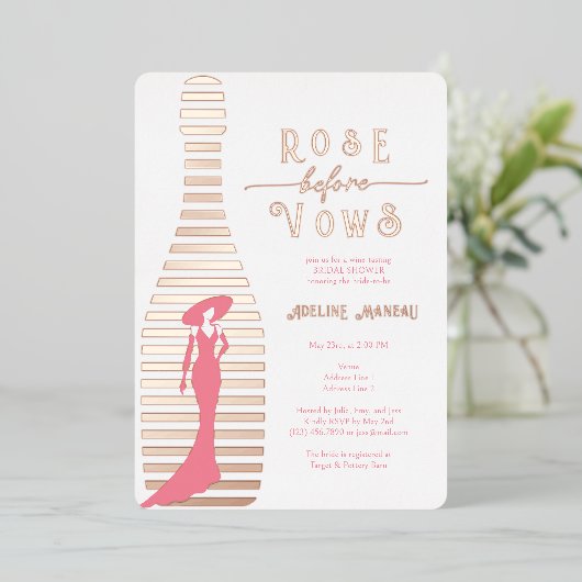 シャムモダンパーニュロセビエウィーブーブライダルシャワー 箔招待状 (立ち正面)