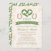 シャムモノグラムのロックと蹄鉄のカップルのシャワー 招待状 (正面/裏面)