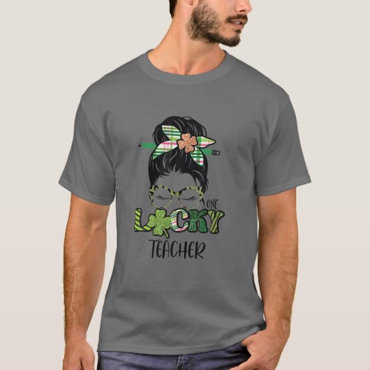 シャムロおもしろいックワンラッキー先生St patricks dayS Tシャツ (正面)